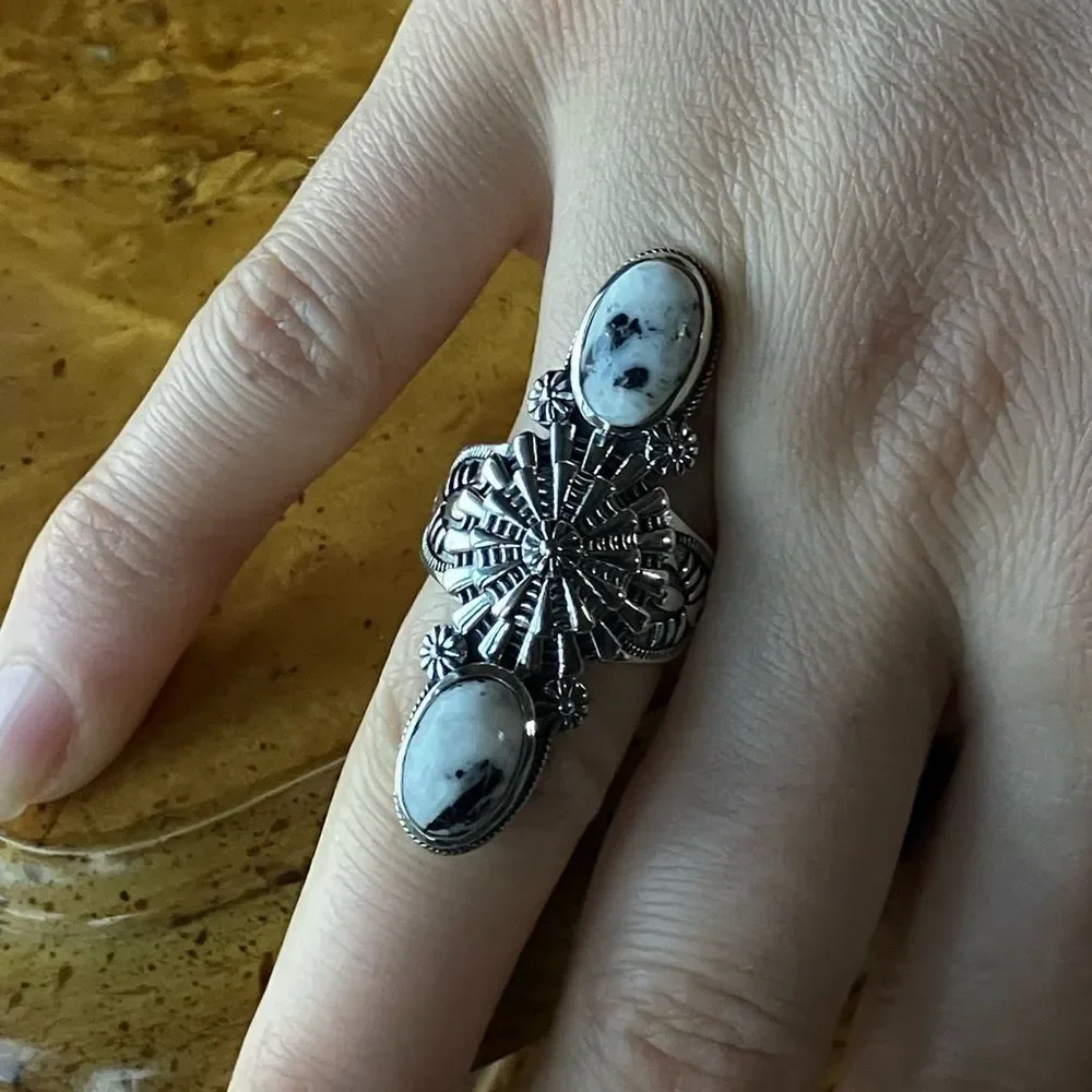 White Buffalo Turquoise Sterling Silver Ring Size 7